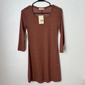 Rae Long Sleeve Brown Dress